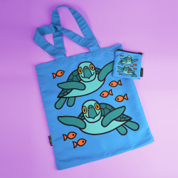 TOTEBAG W POUCH SEA TURTLE