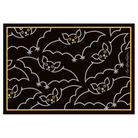 POSTCARD BATS BLACK 