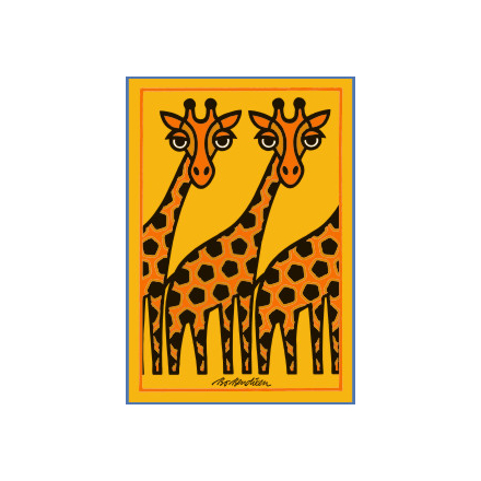 POSTCARD GIRAFFES YELLOW