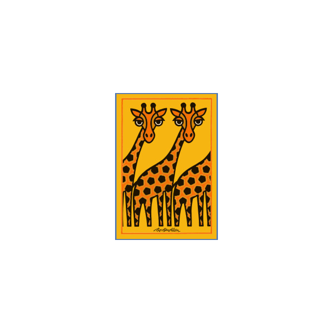 POSTCARD GIRAFFES YELLOW