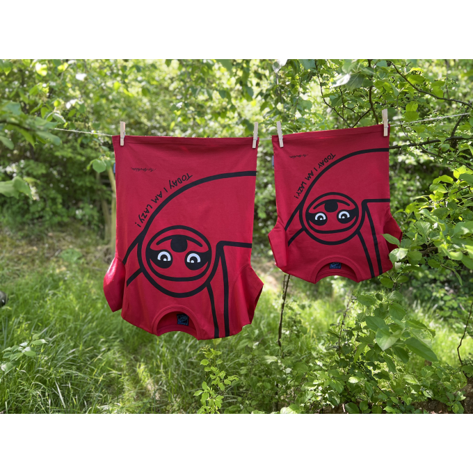 T-SHIRT KIDS LAZY GUY RED