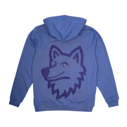 SWEATSHIRT VOKSEN M H�TTE OG LYN HAPPY WOLF BL� 