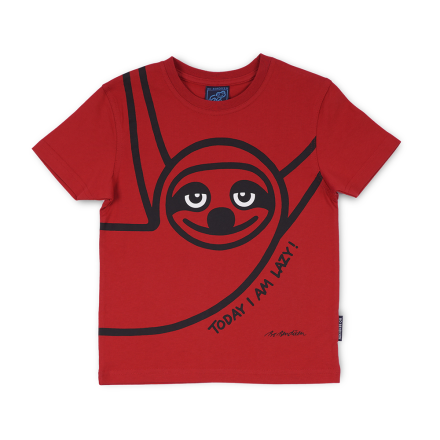 T-SHIRT KIDS LAZY GUY RED