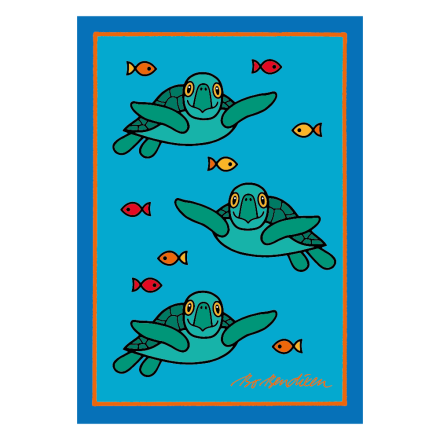 GREETING CARD SEA TURTLE BLUE