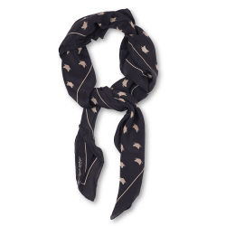 SILK SCARF CATS BLACK 100x100