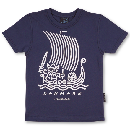 T-SHIRT KIDS VIKING SHIP NAVY