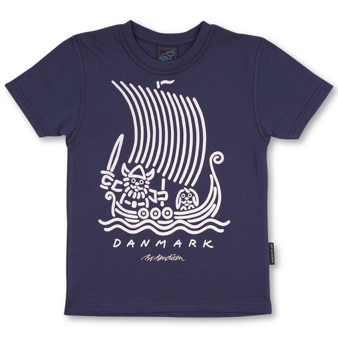 T-SHIRT KIDS VIKING SHIP NAVY
