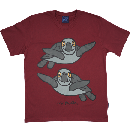 T-SHIRT ADULT SEA TURTLE BORDEAUX