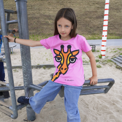T-SHIRT  KIDS SLIM FIT GIRAFFE PINK