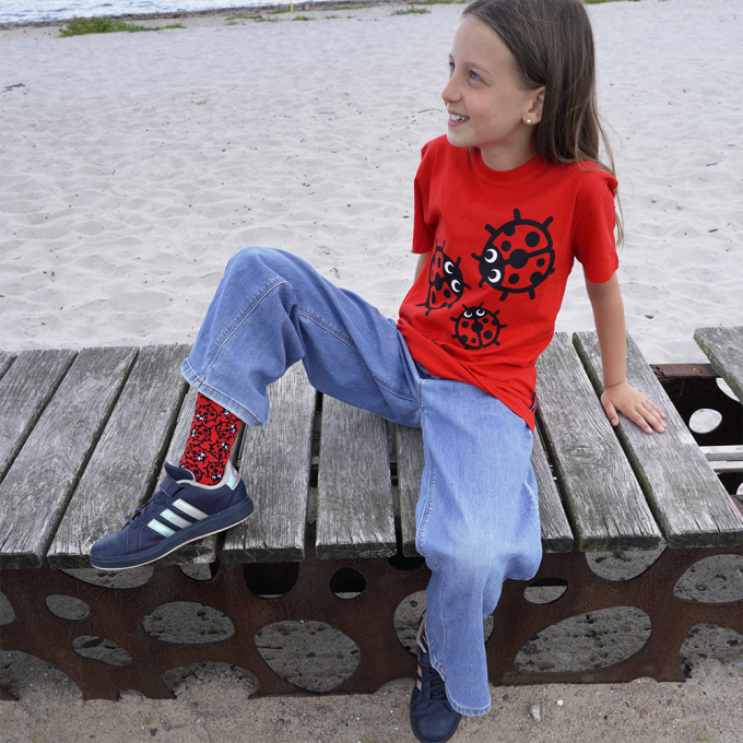 T-SHIRT KIDS 3 LADY BUGS RED