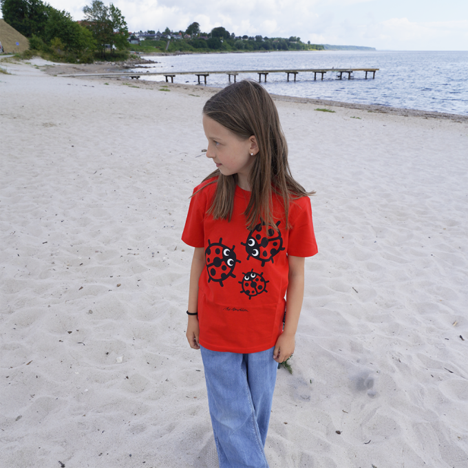 T-SHIRT KIDS 3 LADY BUGS RED