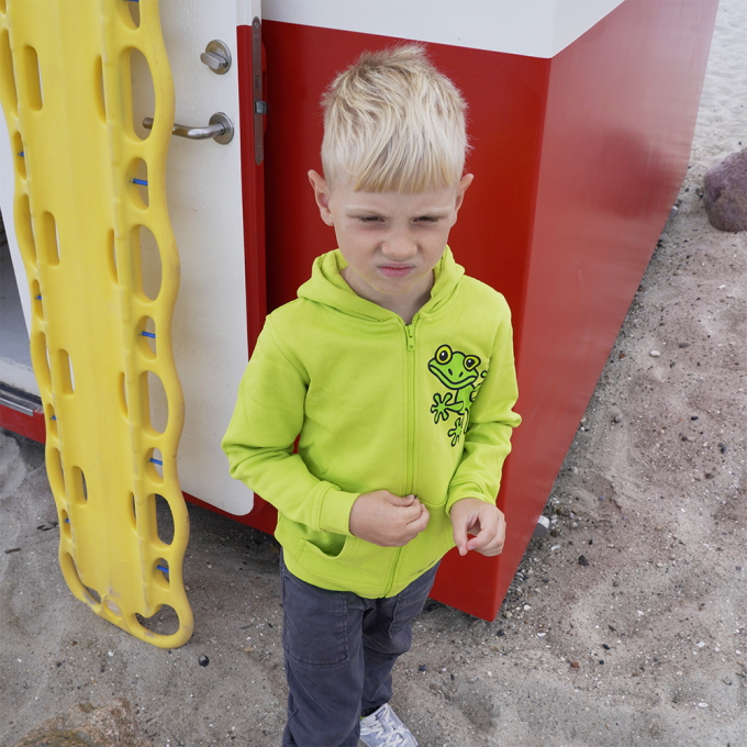 SWEATSHIRT KIDS W HOOD AND ZIPPER GECKO LIME