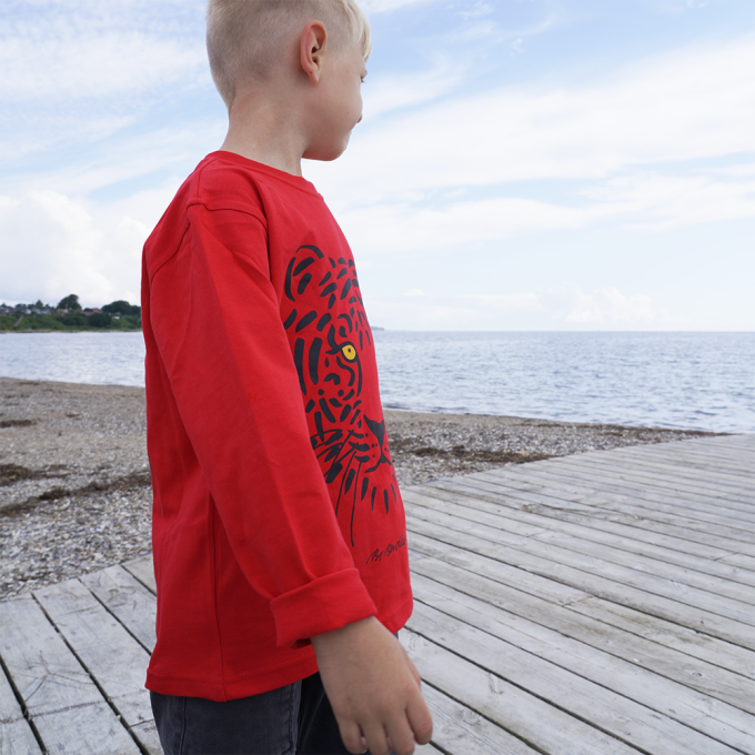 T-SHIRT KIDS LONG SLEEVED TIGER RED