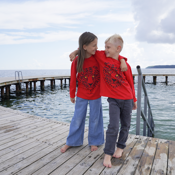 T-SHIRT KIDS LONG SLEEVED TIGER RED