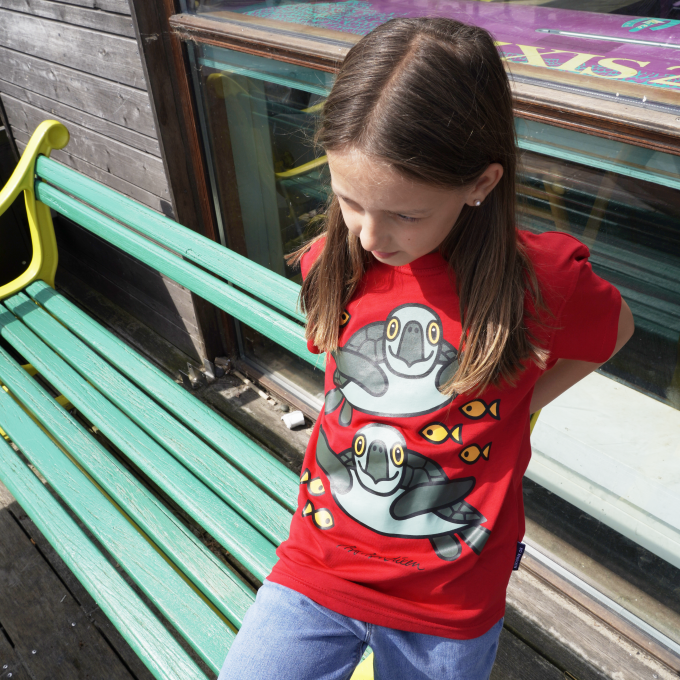 T-SHIRT KIDS SEA TURTLE RED