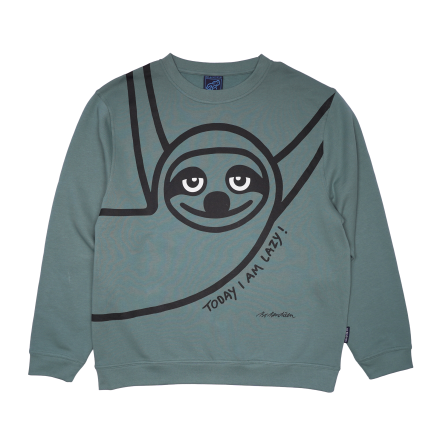 SWEATSHIRT ADULT W ROUND NECK LAZY GUY GREEN