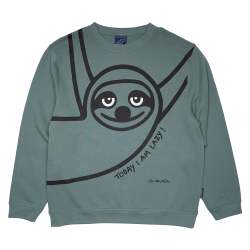 SWEATSHIRT VOKSEN M RUND HALS  LAZY GUY GR�N