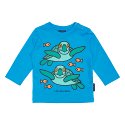 T-SHIRT LONG SLEEVED BABY SEA TURTLE TURQUOISE