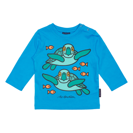 T-SHIRT LONG SLEEVED BABY SEA TURTLE TURQUOISE