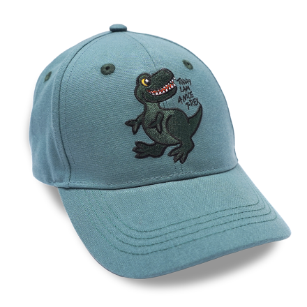 KASKET B�RN M BRODERI T-REX GR�N