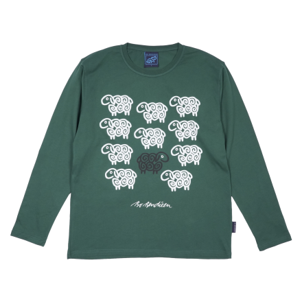 T-SHIRT VOKSEN LANG�RMET BLACK SHEEP GR�N