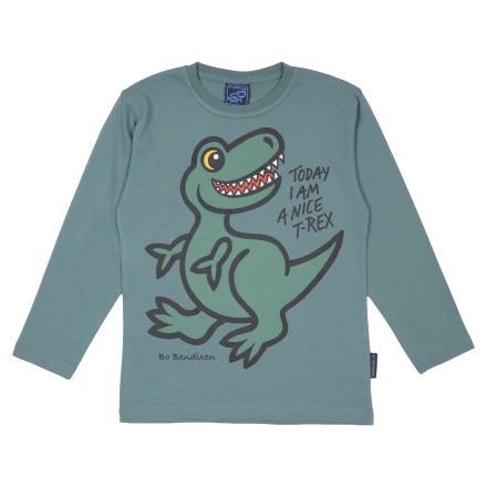 T-SHIRT KIDS LONG SLEEVED T-REX GREEN