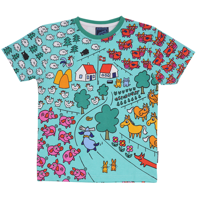 T-SHIRT KIDS FARM GREEN