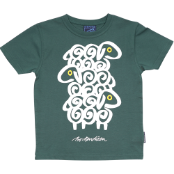 T-SHIRT KIDS 3 SHEEP GREEN