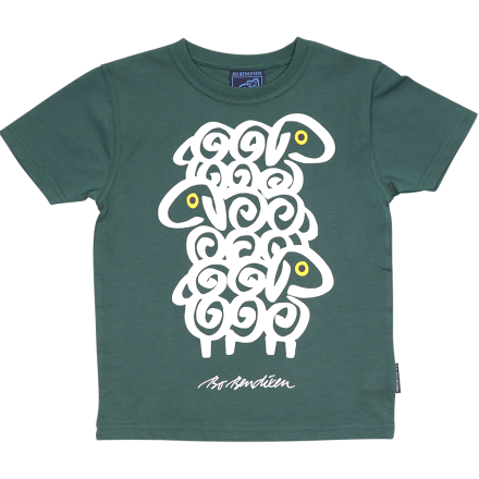 T-SHIRT KIDS 3 SHEEP GREEN