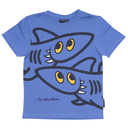 T-SHIRT KIDS FUNNY SHARKS LIGHT BLUE