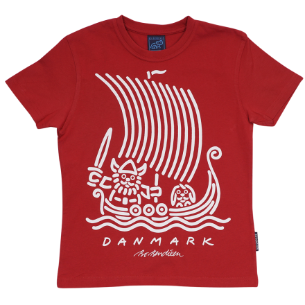 T-SHIRT KIDS VIKING SHIP RED