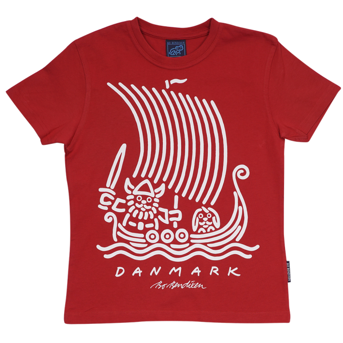T-SHIRT KIDS VIKING SHIP RED