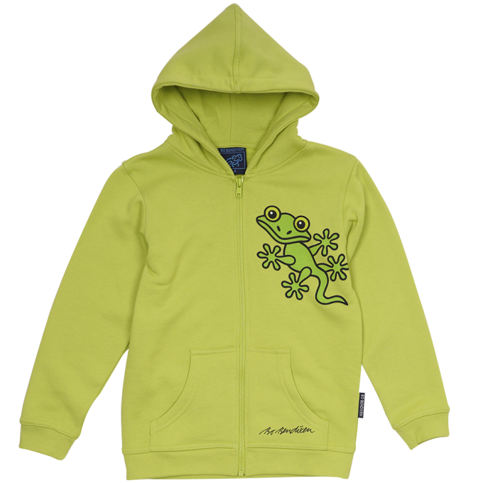 SWEATSHIRT KIDS W HOOD AND ZIPPER GECKO LIME