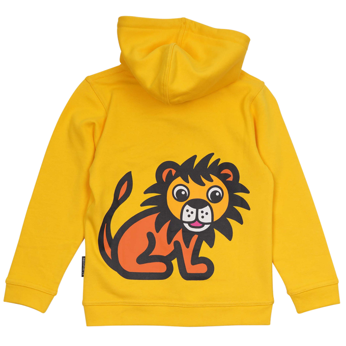 SWEATSHIRT KIDS W HOOD AND ZIPPER LION YELLOW