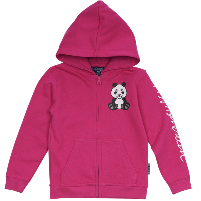 SWEATSHIRT KIDS W HOOD AND ZIPPER PANDA PINK