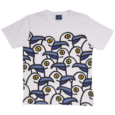 T-SHIRT ADULT FUNNY SEAGULLS WHITE 