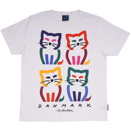 T-SHIRT ADULT 4 CATS WHITE