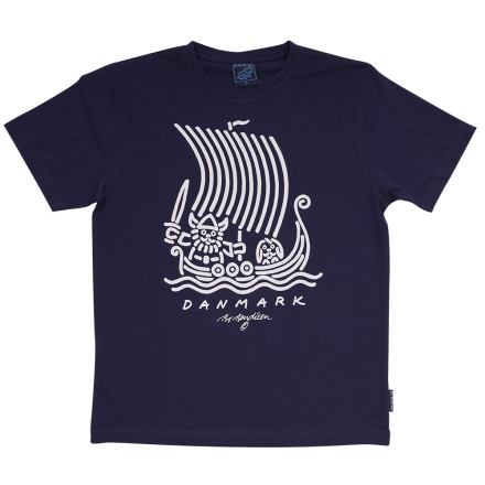 T-SHIRT ADULT VIKING SHIP NAVY