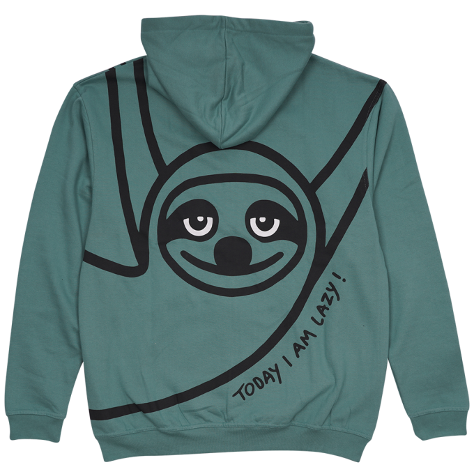 SWEATSHIRT ADULT W HOOD AND ZIPPER LAZY GUY GREEN