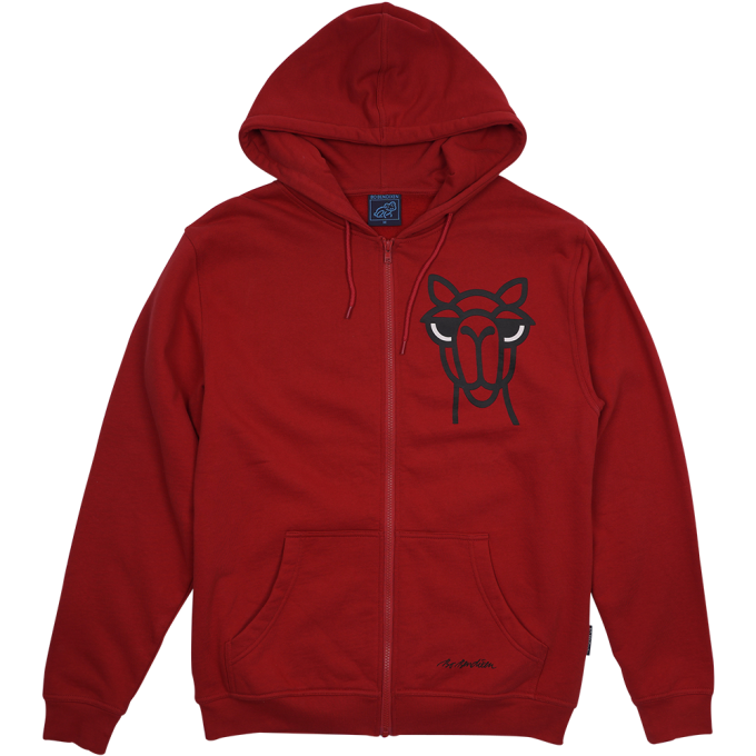 SWEATSHIRT ADULT W HOOD AND ZIPPER CAMEL RED