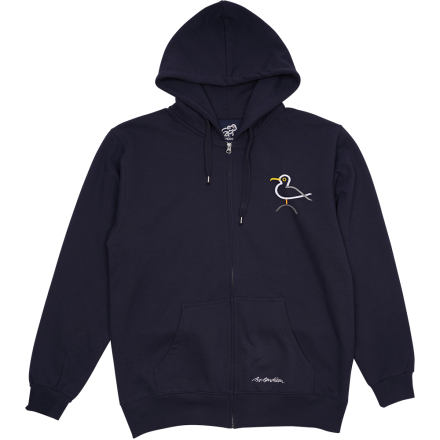 SWEATSHIRT ADULT W HOOD AND ZIPPER AND EMBRODERY SEAGULL NAVY