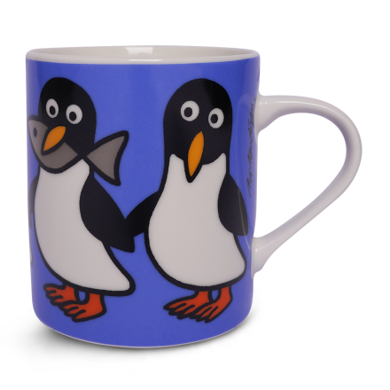 MUG PENGUIN W FISH BLUE