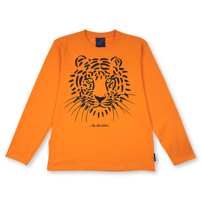 T-SHIRT VOKSEN LANGRMET TIGER ORANGE