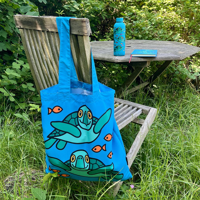 TOTEBAG W POUCH SEA TURTLE