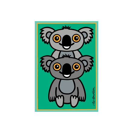 POSTCARD KOALAS GREEN