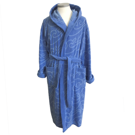 BATHROBE ADULT W HOOD MEGA NORTH SEA BLUE