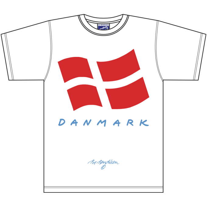 T-SHIRT VOKSEN FLAG HVID