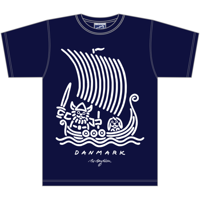 T-SHIRT ADULT VIKING SHIP NAVY