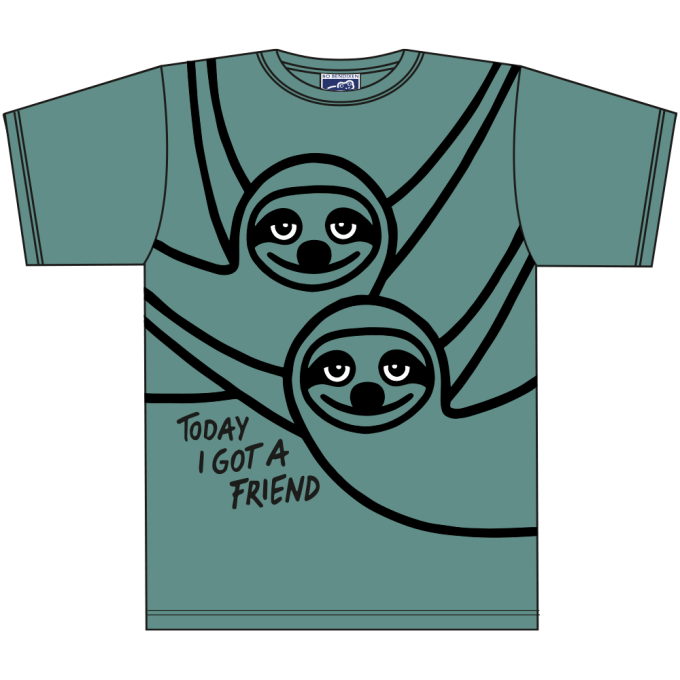 T-SHIRT VOKSEN LAZY GUY AND FRIEND GRN
