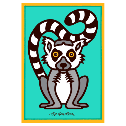 POSTCARD LEMUR TURQUOISE